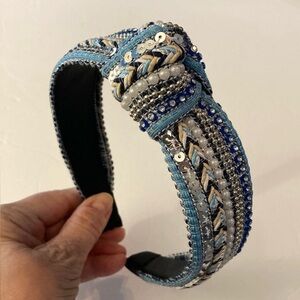 Denim headband NEW pearls and sequins western streetwear vibe